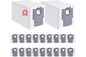 ERAVSOW 20 Pack Dust Bags for Roborock, Q revo, Qrevo S, Qrevo Plus, Qrevo Master, S8 MaxV/MaxV Ultra, Saros 10/10R, Replacement Vacuum Bags for Qrevo Pro, Qrevo MaxV/Pro/Curv Cleaner, 3.0L Large Capacity