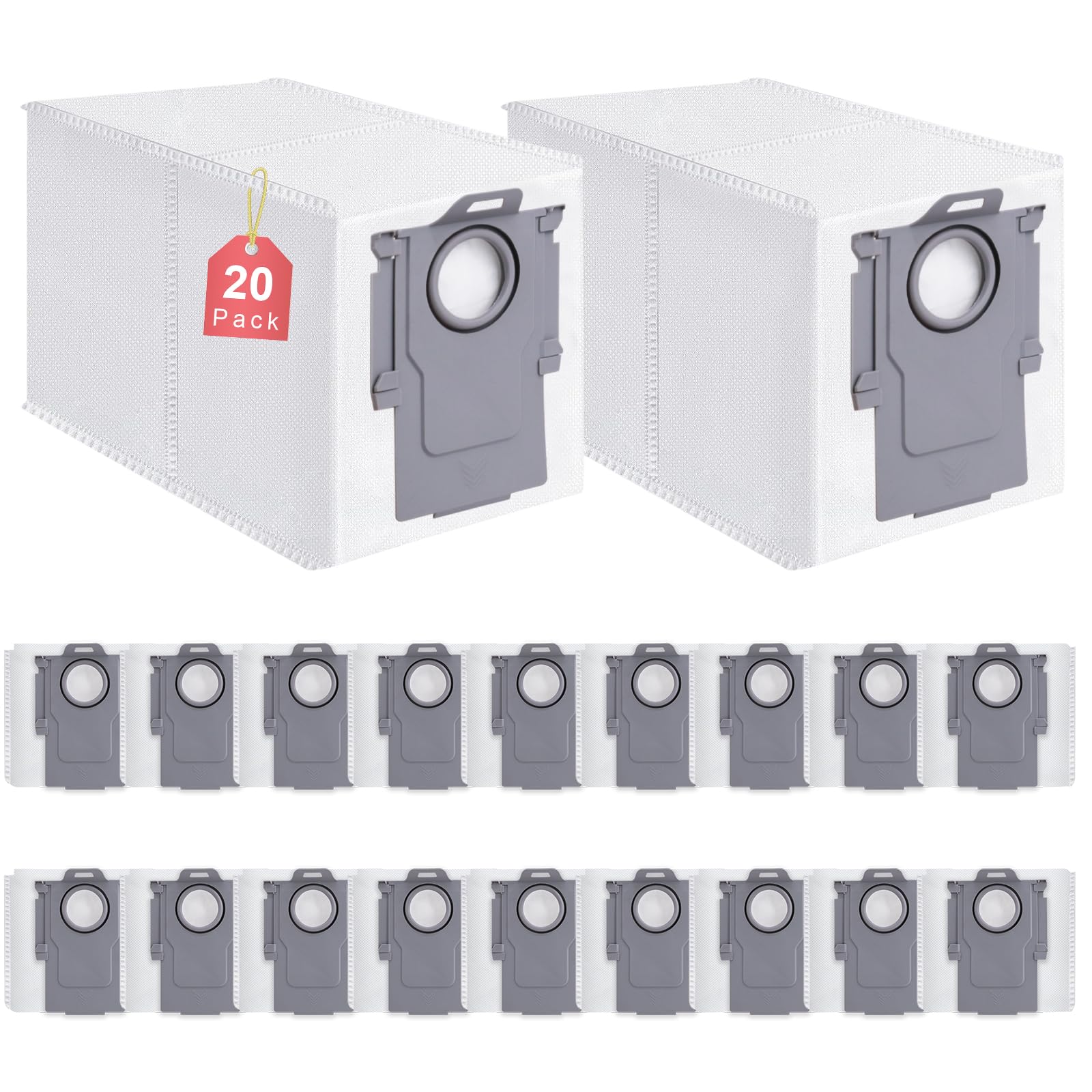 View 1 of ***MISSING 2 BAGS*** 20 Pack Dust Bags for Roborock Q revo, Qrevo S, Qrevo Plus, Qrevo Master, S8 MaxV/MaxV Ultra, Saros 10/10R, Replacement Vacuum Bags for QV 35A,QV 35S, Qrevo S5V/Edge/S5X Cleaner, 3.0L Large Capacity