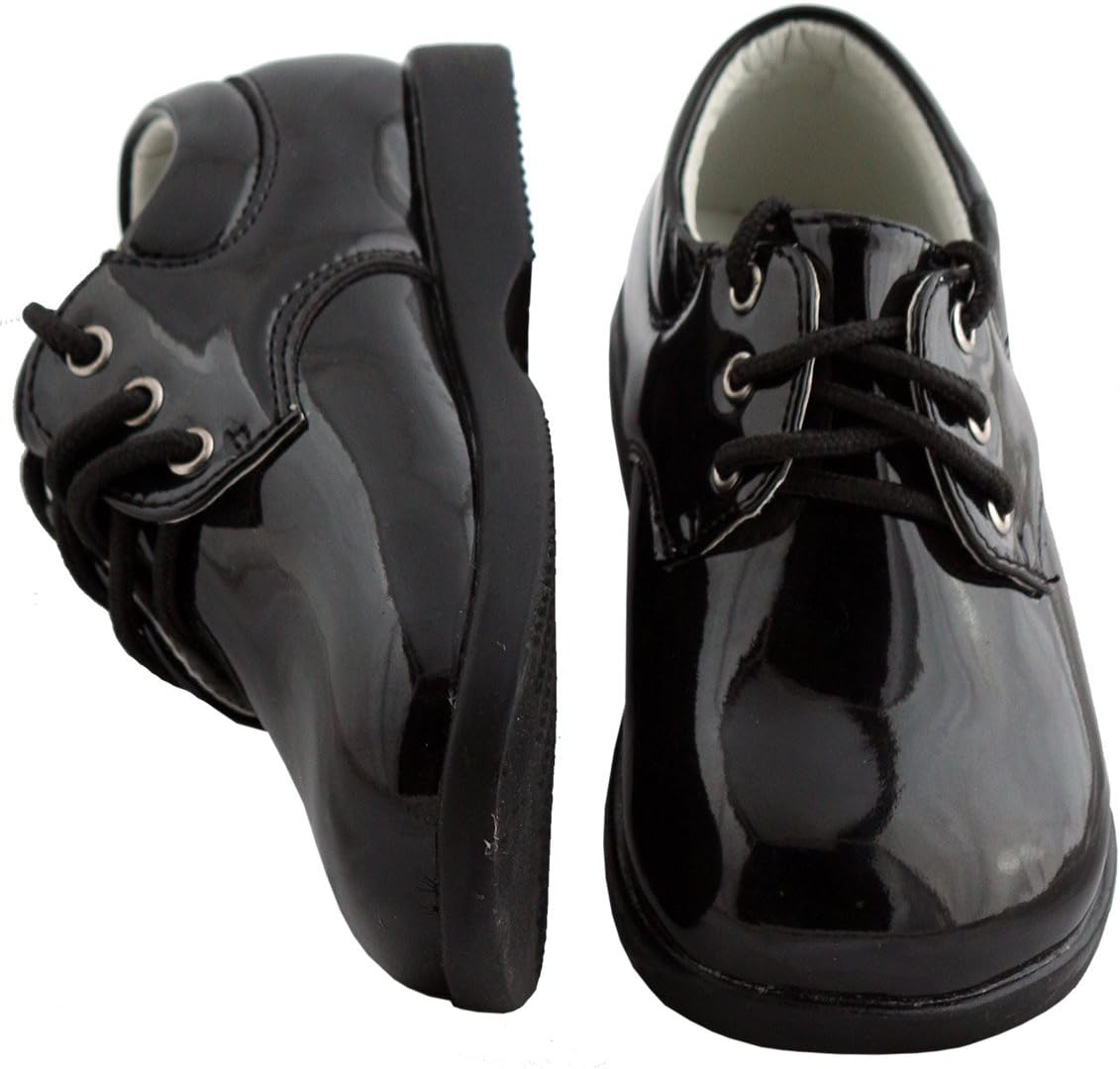 Boys Infant Toddler Black Round Toe Tuxedo Shoe