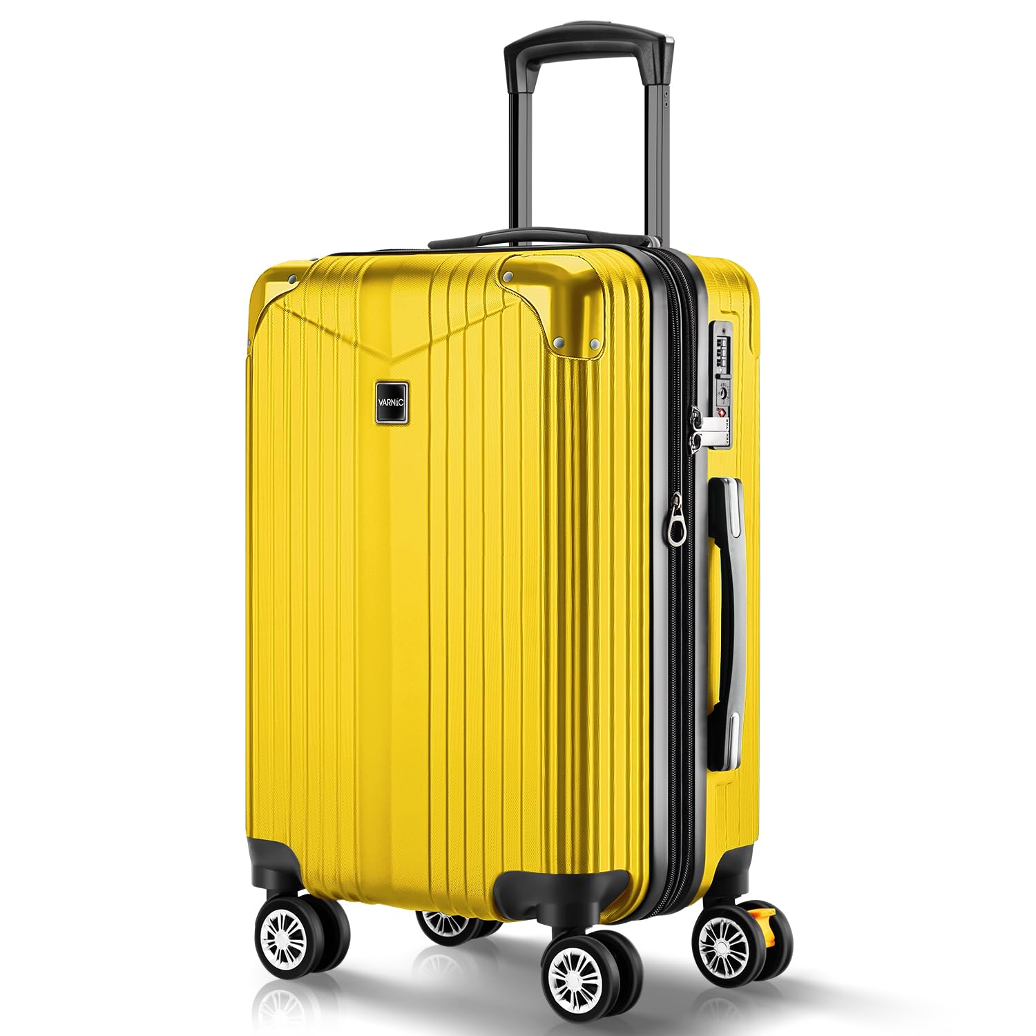 [VARNIC] スーツケース キャリーケース キャリーバッグ 【YKK】 製ファスナー 拡張機能 ストッパー付きキャスター TSAダイヤル式ロック 振動軽減 軽量 大容量 静音 乾湿分離ポケットつき スーツケースベルト付き 物掛けフック式底足 ファスナータイプ 旅行 ビジネス 出張 学生用キャリーケース (イエロー, S)商品画像