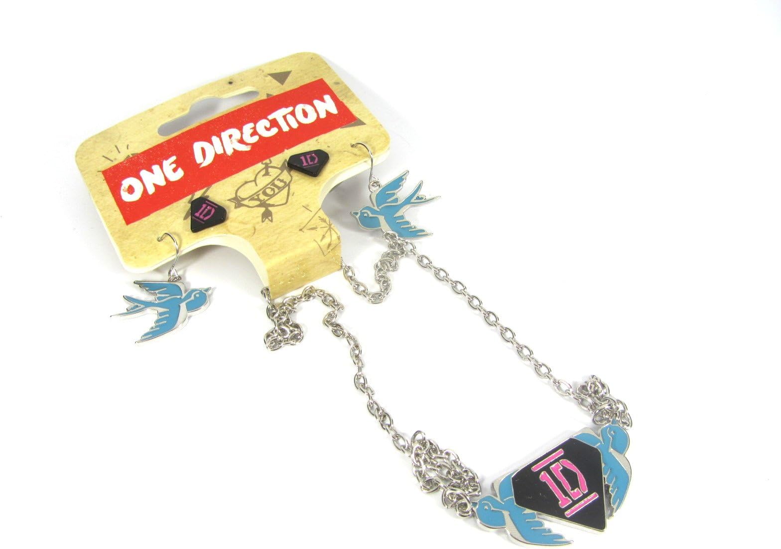 Official Licensed One Direction 1D Necklace & 2 Pairs Earrings Set