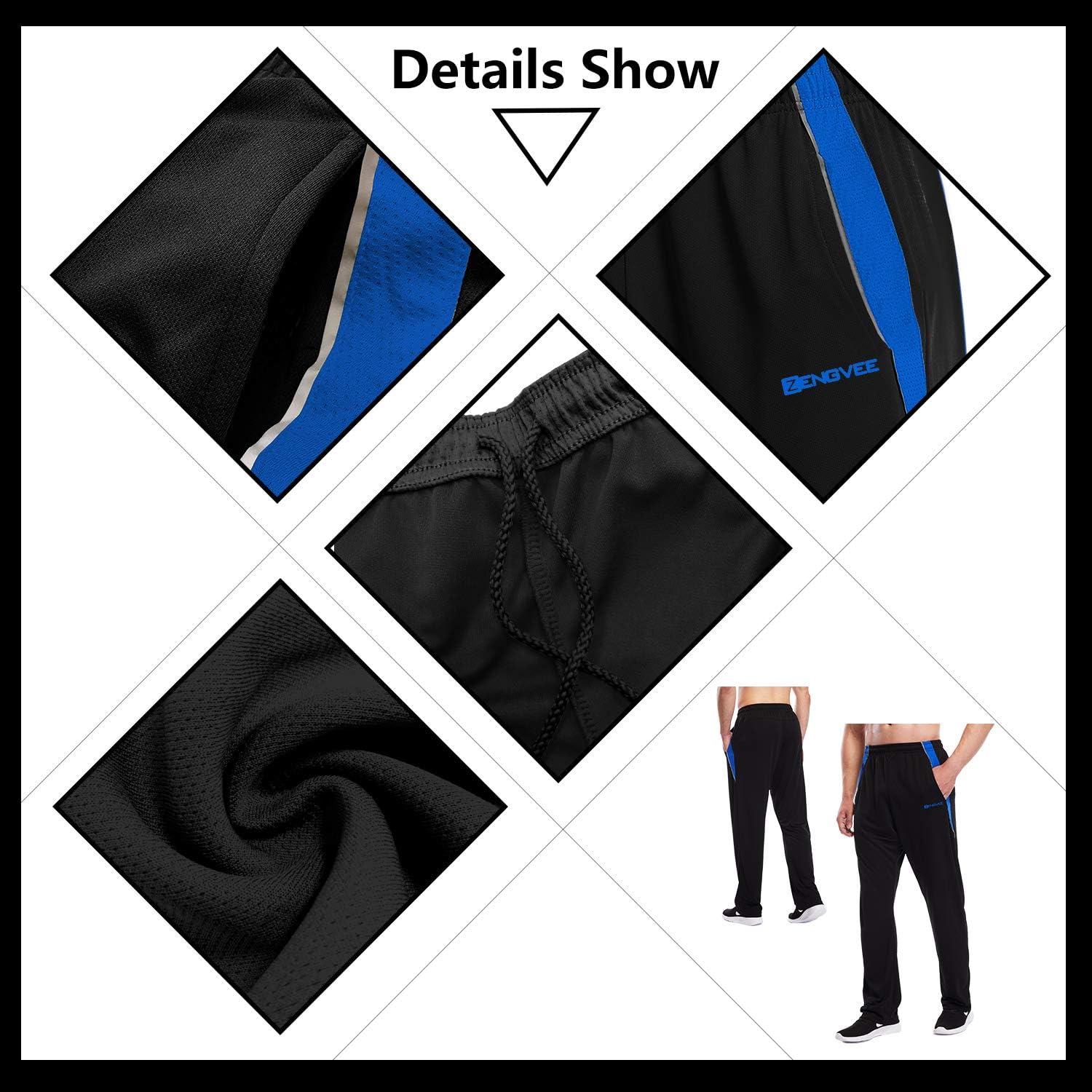 ZENGVEE Mens Sweatpants Open-Bottom Workout Jogger Pant with Pockets at  Men’s Clothing store