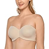 DELIMIRA Women's Strapless Bra Unlined Underwire Minimizer Plus Size Support