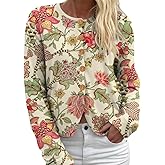 Women's Unique Aztec Pattern Print Sweatshirt, Multicolor Tribal Design Crew Neck Button-Down Cardigan for Daily Wear