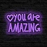 You Are Amazing Neon Sign Wall Decor for Bedroom Class Room Bar Pub Club Nursery Hanging,Dimmable USB Pink Led Light for Wedding Birthday Party Women Christmas Gifts