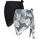 CHICGAL 2 Pieces Women Beach Sarong Bathing Suit Wrap Skirt Sheer Bikini Swimsuit Cover Ups for Swimwear