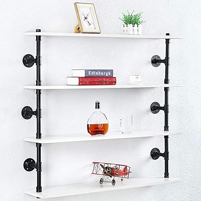 Buy Industrial Pipe Shelf Wall Mounted Steampunk Real Wood Book Shelves 4 Tier Rustic Metal Floating Shelves Wall Shelving Unit Bookshelf Hanging Wall Shelves Farmhouse Kitchen Bar Shelving 42in Online In Turkey B08qvpcylm