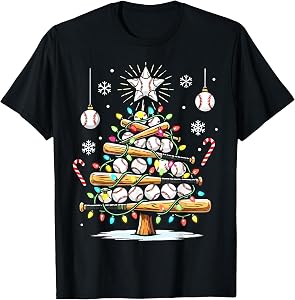 Baseball Christmas Tree Lights T-Shirt