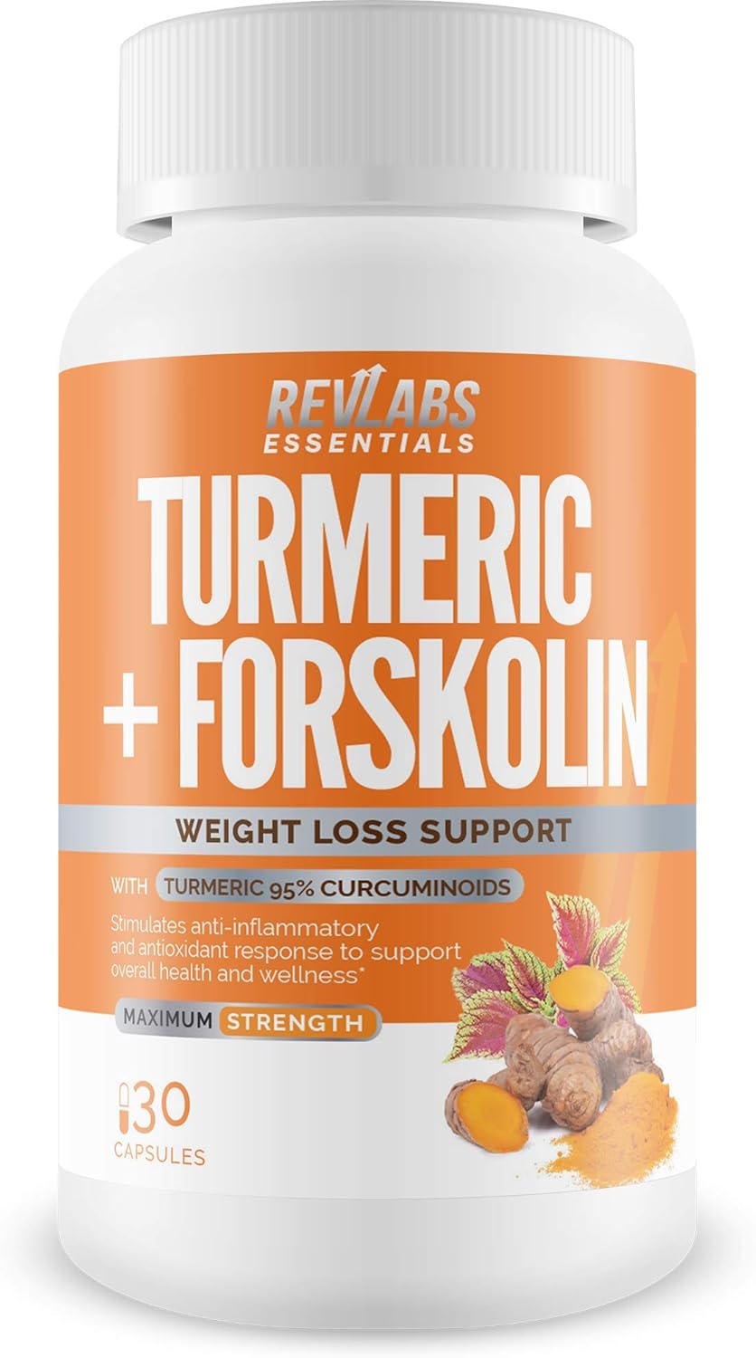 Turmeric Plus Forskolin - Turmeric Curcumin 95% with Bioperine Black Pepper Extract for Maximum Absorption. Anti-Oxidant and Anti-Inflamatory for Joint Pain Relief and Weight Support.