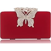Dexmay Rhinestone Clutch Bag with Crystal Butterfly Clasp Women Evening Handbag Formal Party Purse