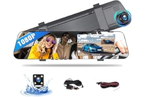 SIXWIN Mirror Dash Cam Front and Rear Dash Car Camera 4.5 inch 1080P IPS Touch Screen Rear View Mirror Dash Cam Mount with Night Vision, Parking Assistance, Loop Recording, New