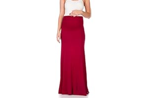 My Bump Women's High Waisted Floor Length Maternity Maxi Skirt with Tummy Control(Made in USA)