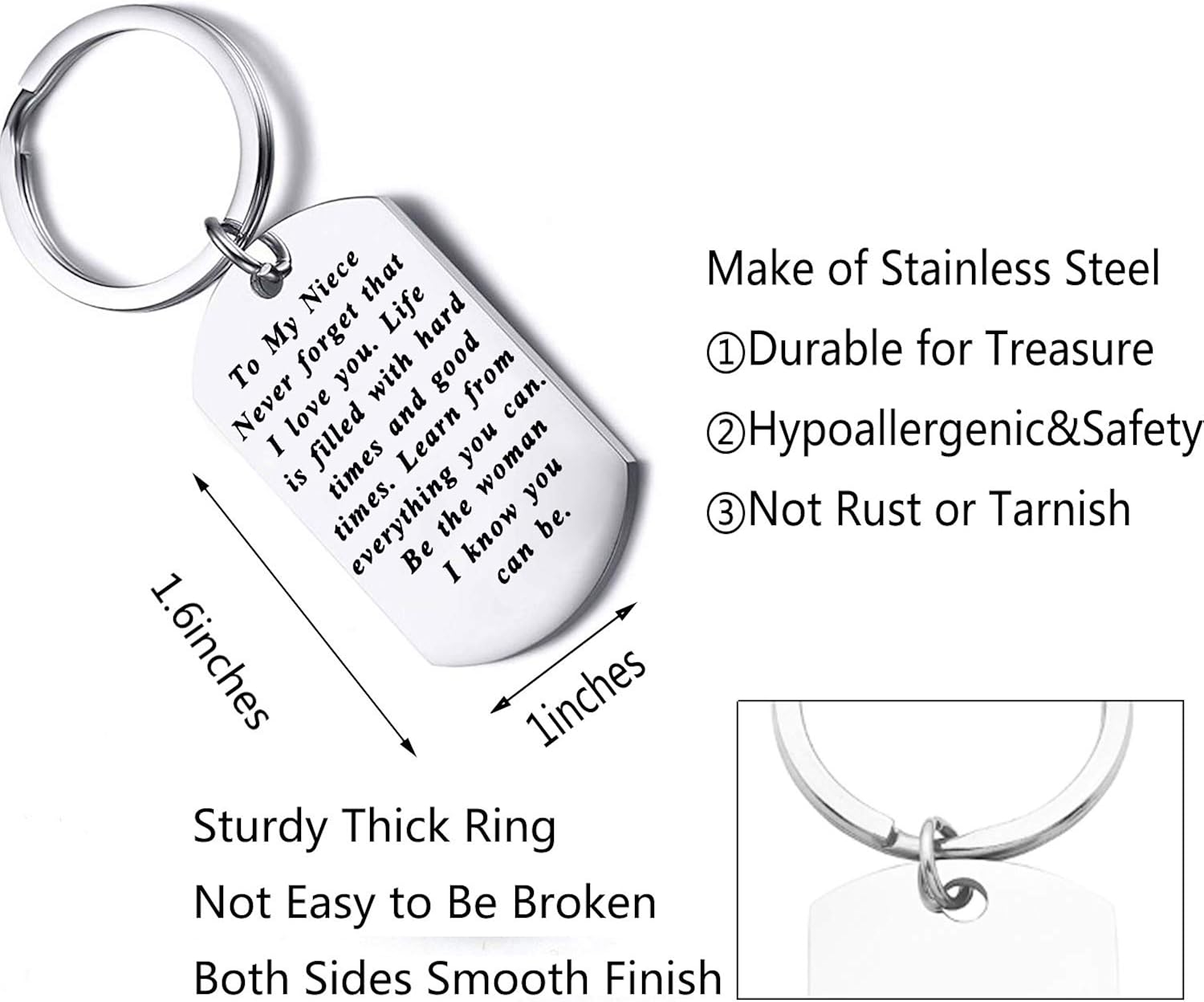 to My Niece Keychain Gift Inspirational