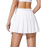 YYV Women's Pleated Tennis Skirt with 3 Pockets Golf Stretchy High Waisted Skort Skirts for Women Athletic Workout Casual