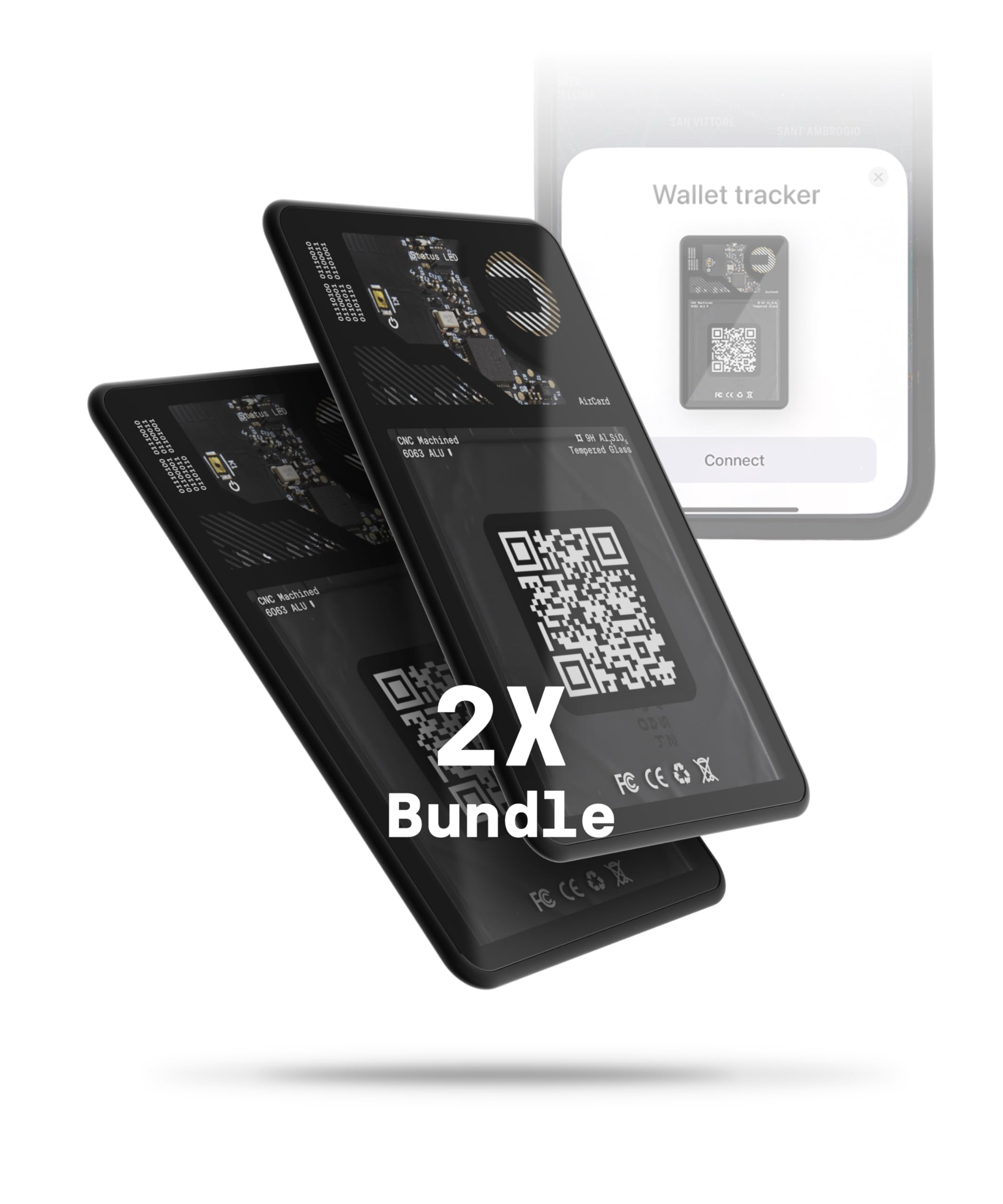 Photo 1 of Rolling Square Aircard Wallet Tracker - Bluetooth Wallet Finder (2-Pack) Find My Network Compatible with Business Card Feature NFC/QR Code