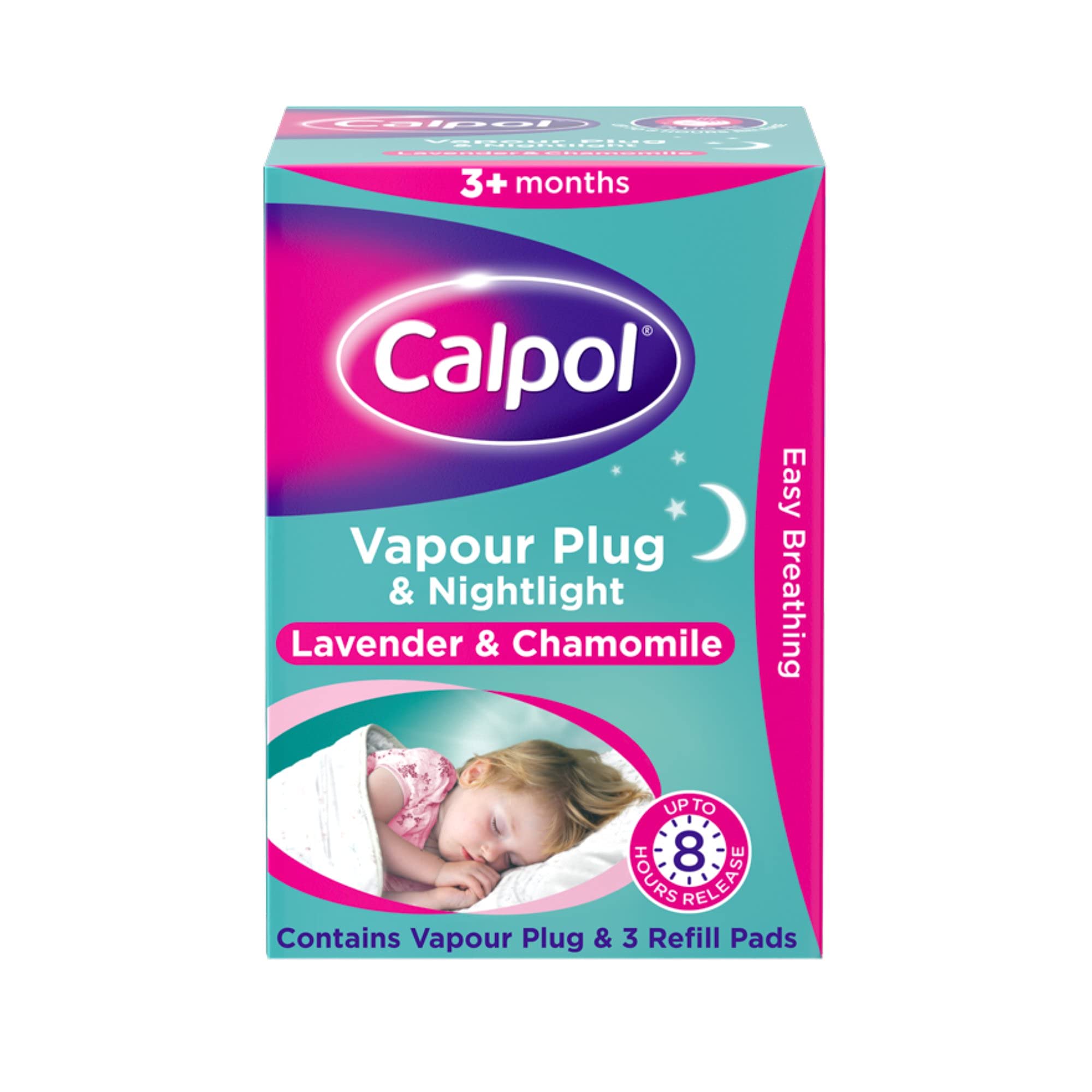 Calpol Vapour Plug Nightlight Lavender Chamomile 3+ Months, 3 Refills (Blue Light Version)