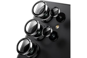 WSKEN for Samsung Galaxy S24 Ultra Camera Lens Protector, Ultra Thin Scratch Resistant 9H Tempered Glass with Aluminum Metal Circle Camera Screen Protector Cover Accessories, Black