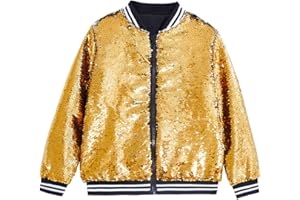 CHENBAO Girls Flip Sequin Jackets Striped Kids Unique Stylish Jacket Zip Up Coat Sparkle Outwear Birthday Shiny Clothes