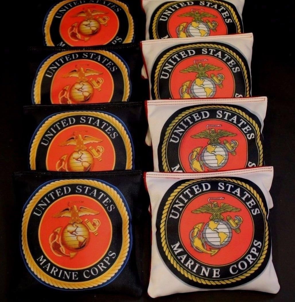 BackYardGamesUSA US Marine Corps Eagle Globe Emblem 8 Regulation Custom USMC Cornhole Bags B242