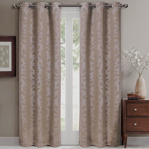 Virginia Taupe Grommet Blackout Weave Embossed Window
