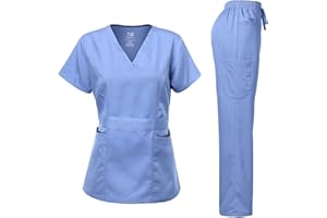 Dagacci Medical Uniform Women's Scrubs Set Stretch Ultra Soft Contrast Pocket