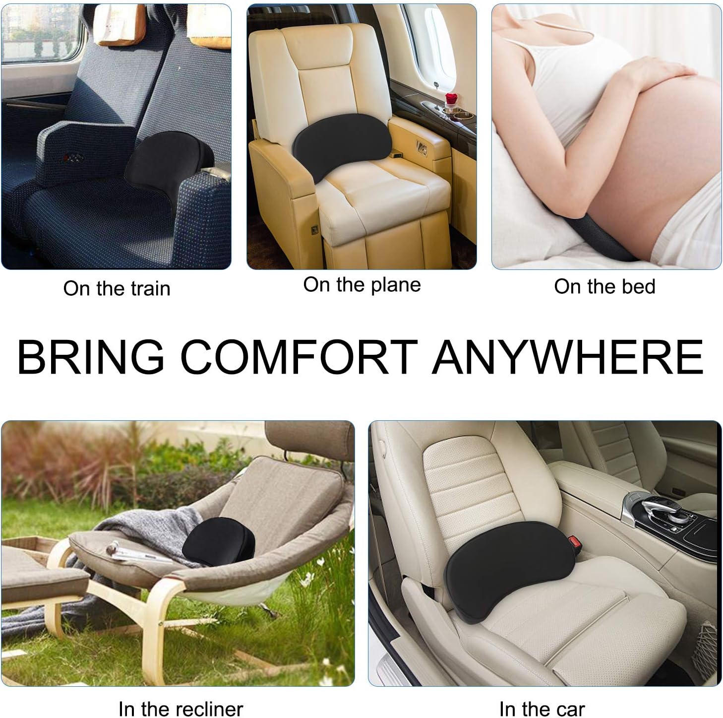 Shakerino Lumbar Support Pillow for Car Seat – Multi-Use Memory Foam Lower Back Cushion with Ergonomic Streamline, Upgraded for Waist & Hip Pain Relief, Perfect for Car Driver, Recliner, Bed, Black: Automotive