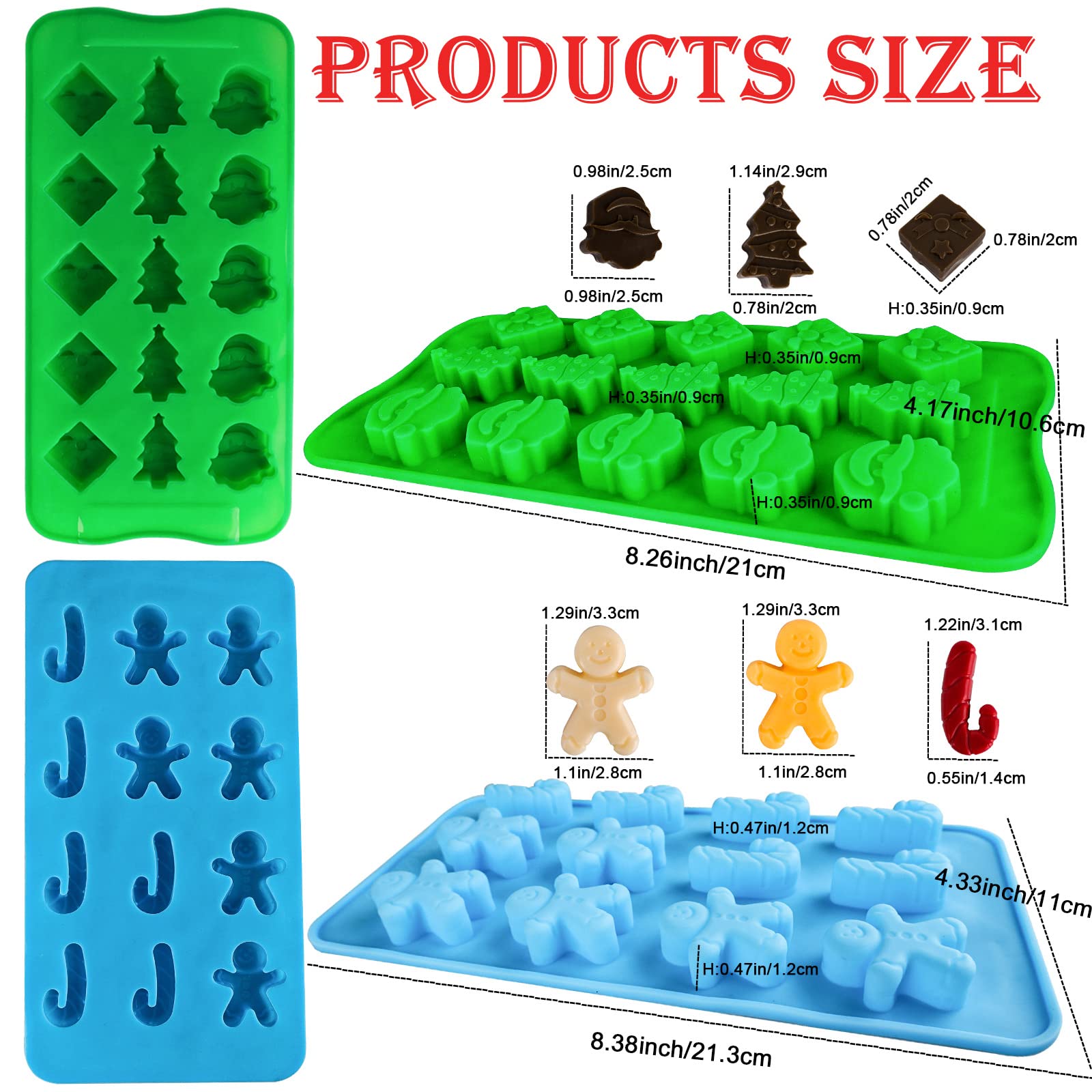 Christmas Silicone Molds Christmas Chocolate Mold Candy Molds for Baking Sweet Treats,Cake Xmas Gift Handmade Soap Candles with Shape of Christmas Tree Santa Head for Christmas Party, Home Baking