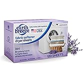 Earth Breeze Fabric Softener Dryer Sheets – Lavender, Hypoallergenic, No Harsh Chemicals, Safe Ingredients – Soft Clothes – S
