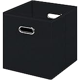 HEAYEEG Black Foldable Storage Cubes Bins , Fabric Storage Box Cubes Organizer Baskets with Dual Handles for Home Organizer (Black)