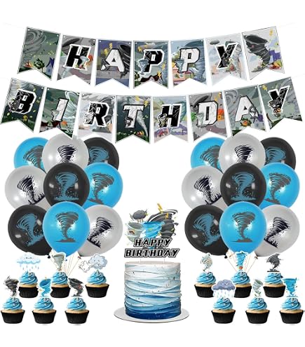 Tornado 'Twonado' 2nd Birthday Party Decorations – Balloons, Banner, Cake Topper For Boys Theme Party 4 thumbnail image