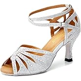 TTdancewear Women Rhinestone Ballroom Dance Shoes Latin Salsa Performance Dance Shoes