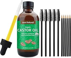 VASSOUL Organic Castor Oil - USDA Certified Organic 100% Pure, Cold-Pressed, Best Treatment for Eyelashes Growth Serum - Promotes Natural Eyebrows, Hair &amp; Eyelash Growth, Protect Nail and Skin