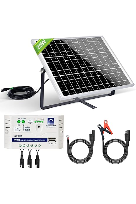 Pinzas Cocodrilo Panel Solar ECO-WORTHY 7.5W - Cargador De Batería Para Coche, Barco, Moto | Portátil Y Fácil De Usar Cargador Solar