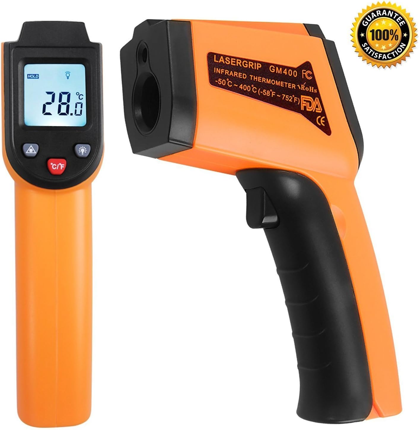 Non-Contact Digital Infrared Thermometer,Instant-Read Temperature Gun with Laser and LCD Backlit for Object Surface Measurement