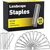 HongWay 500 Pack 6 Inch Landscape Staples, Garden Staples Pins Galvanized 11 Gauge Ground Stakes Yard Lawn Staples for Turf Landscaping Fabric Fence Tent Irrigation Tube Outdoor Decorations