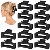 12 Pack Black Hair Claw Clips for Women, Medium Claw Clips for Thin Thick Hair, Strong Hold Matte Banana Clips