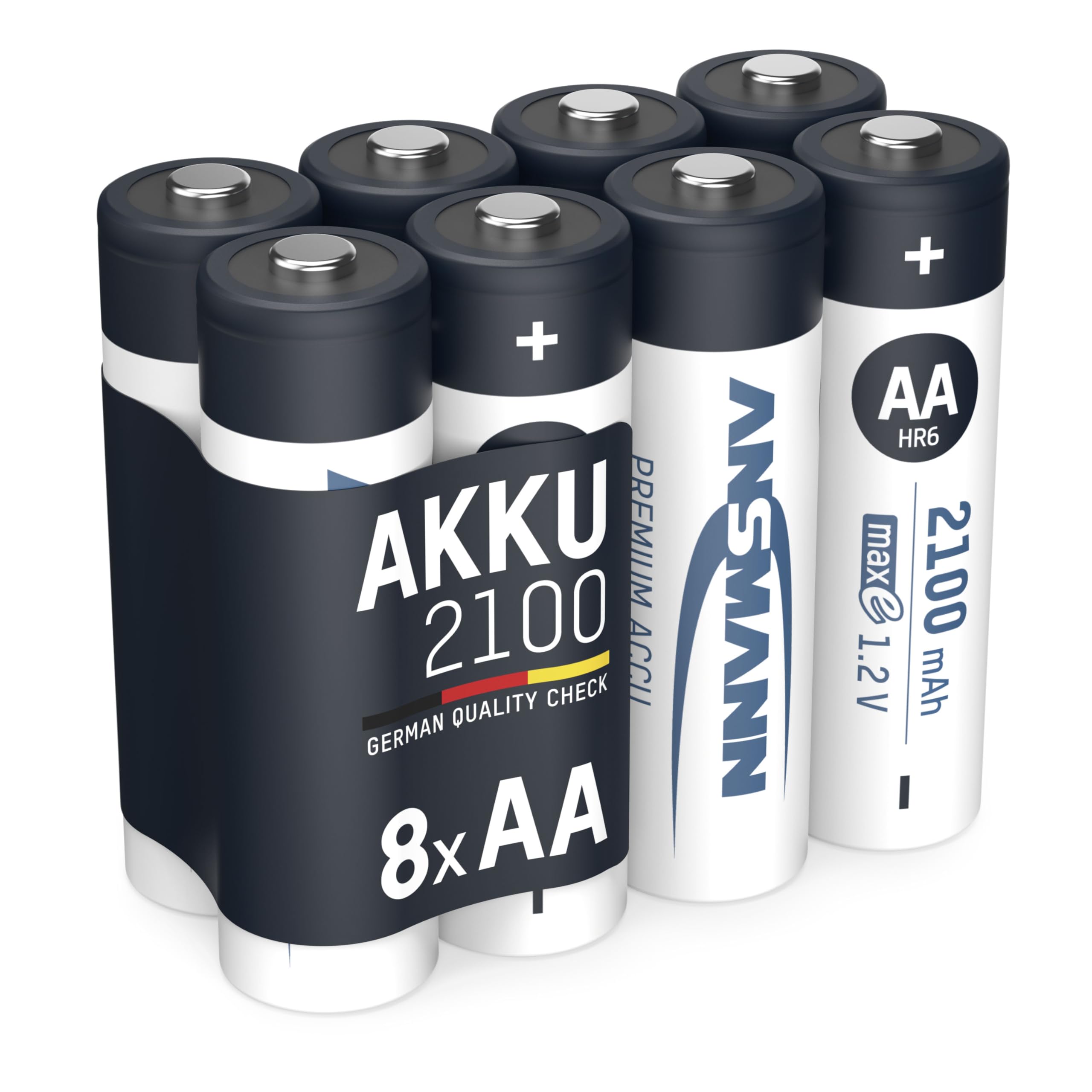 ANSMANN AA Rechargeable Batteries [Pack of 8] 2100 mAh NiMH High Capacity & Low Self Discharge AA Type Size Battery For Toys, Cameras, Flash Units, Cordless Phones, Remote Controls, Game Consoles