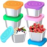 6Pack 6oz Stainless Steel Snack Containers for Kids, Leak Proof Small Food Storage Container with Silicone Lid, Easy Open Leak Proof Stainless Steel Food Storage Containers with Silicone Lids