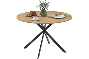 HOMCOM Round Dining Table for 4, 47" Industrial Kitchen Table with Steel Legs for Dining Room, Brown and Black