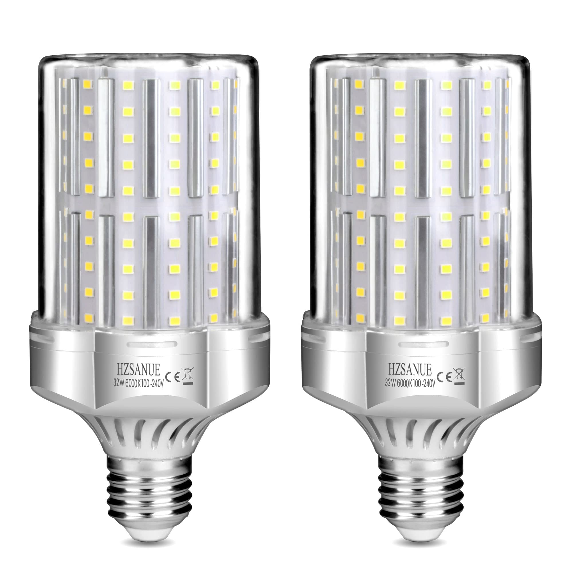 HZSANUE LED Light Bulbs 32W, 260W Incandescent Bulbs Equivalent, 3600Lm, 6000K Daylight White, E27 Large Edison Screw, Pack of 2