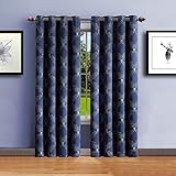WARM HOME DESIGNS Pair of 2 Textured Medium Length 37 x 84 Inch Green Teal Color Blackout Curtains with 3D Embossed Pattern. Elegant Room Darkening Drapes Include 2 Matching Tie-Backs. B Teal 84”