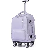 NEW TILAMI 19 Inch Rolling Backpack 4 Spinner Wheels for School, Purple | 360&deg;rotating Universal Wheel, Large Organizer Compartments, Adjustable Handle, Carry on for School Students Business Travel