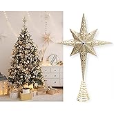 Christmas Traditions 11 inch Champagne Gold Glittered Large Christmas Bethlehem Star Tree Topper Star for Large Tree 6 feet-8 feet Tall/Home Decor Ornaments (Champagne Gold)