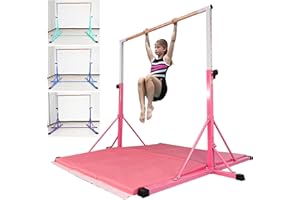 FC FUNCHEER Gymnastics bar,5FT/6FT Horizontal Bars, Adjutable Gymnastic Bar for Kids Ages 5-20, 35.4" to 59"/45" to 71", Weight Limit 500 LBS,Home Gym Equipment