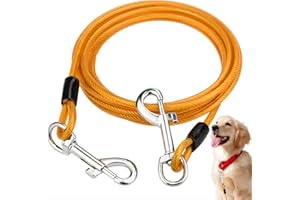 Ancable Dog Tie Out Cable,10FT Dog Leads up to 150 lbs,5mm Heavy Duty 1000 lbs Breaking Strength and Chew Proof for Yard,Camp