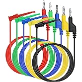 Sumnacon 39 Inch Multimeter Test Lead Set - 5 Pcs Stackable Banana Plug to Test Hook Wire Cable Kit with Protective, Flexible