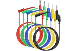 Sumnacon 39 Inch Multimeter Test Lead Set - 5 Pcs Stackable Banana Plug to Test Hook Wire Cable Kit with Protective, Flexible Wire Leads for Electrical Testing 500V/5A