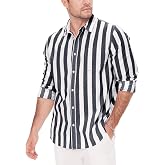 JEKAOYI Mens Button Down Cotton Linen Shirts Casual Long Sleeve Beach Tops | Breathable Fabric for Summer, Business Casual Style, Pocket, Button Up Closure, Regular Fit