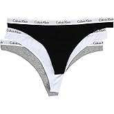 Calvin Klein womens Carousel Logo Cotton Stretch Thong Panties, Multipack