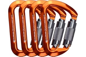 S.E.PEAK SEPEAK UIAA 30kN Climbing Carabiner Clips, Professional Heavy Duty Twist Locking Carabiners for Climbing,Mountaineering, Rappelling, Camping, Hiking, Swings, Large D Ring Hooks